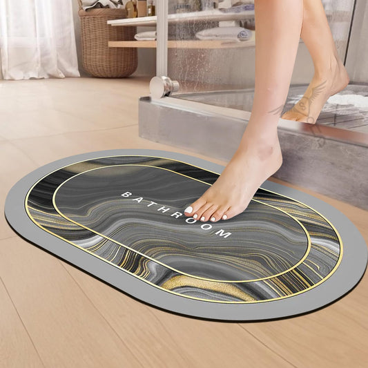 3.5mm Anti-Skid Water Soaking Marble Print Door Mat, Water Absorbent Mat (40x60cm) Grey