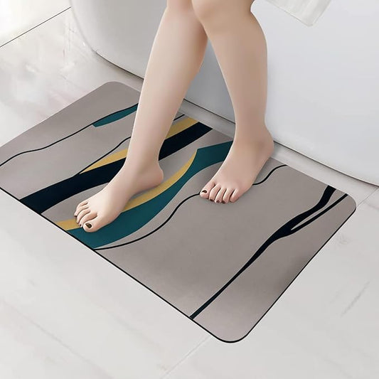 3D Abstract Print Anti-Skid Water Absorbent Bathroom Mat (40x60cm) - Abstract Print