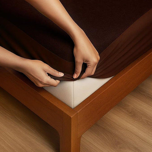 Waterproof Cotton Mattress Protector – Hypoallergenic, Soft, Breathable, Queen 78"x60", Brown