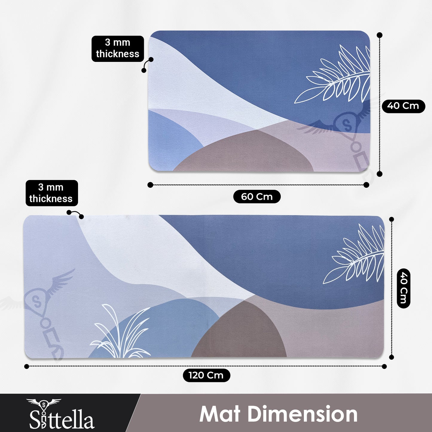 Anti-Skid Kitchen Mats 3mm, Water Absorbent Rug, Carpets, Floor Mat for Home and Kitchen (120x40cm & 40x60cm Multicolor) Leaf Print