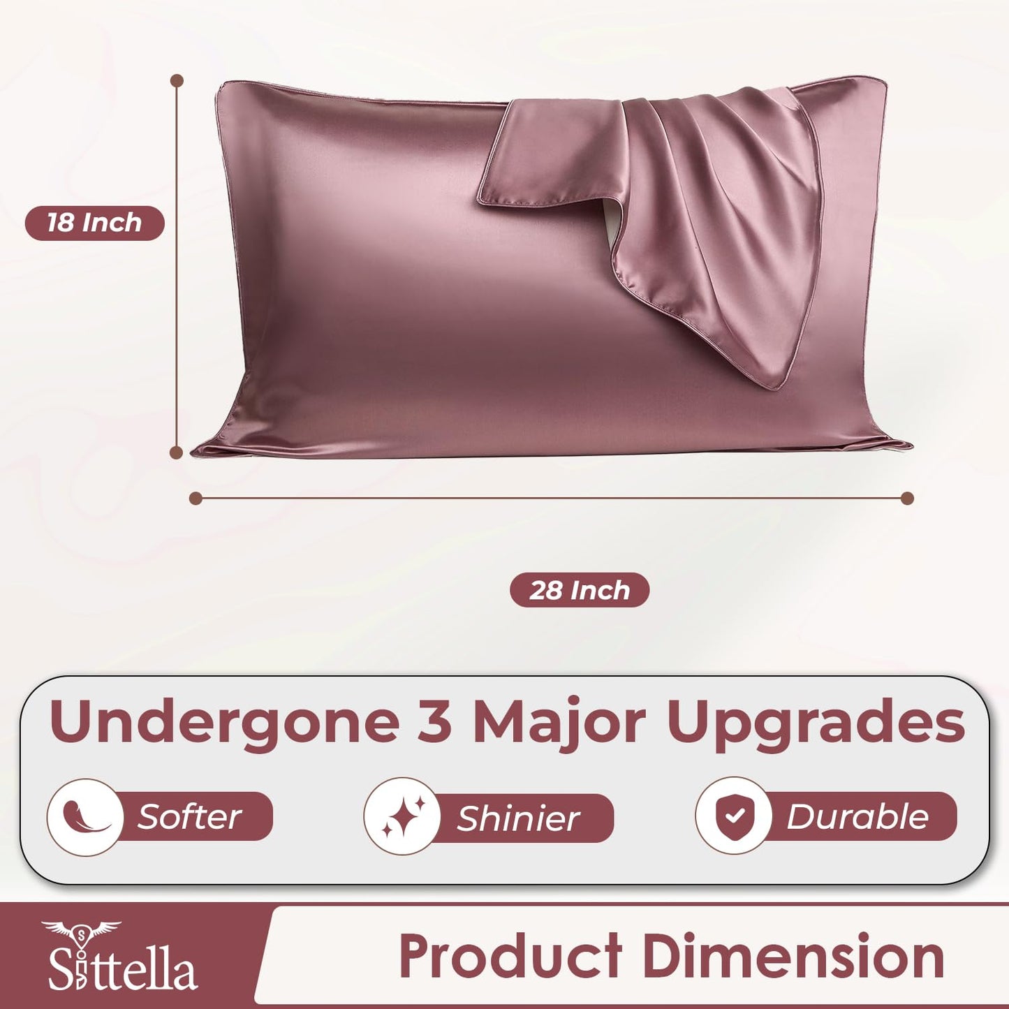 Satin Silk Pillow Covers with 3 Free Scrunchies - Soft & Smooth for Hair & Skin (Rose Pink)