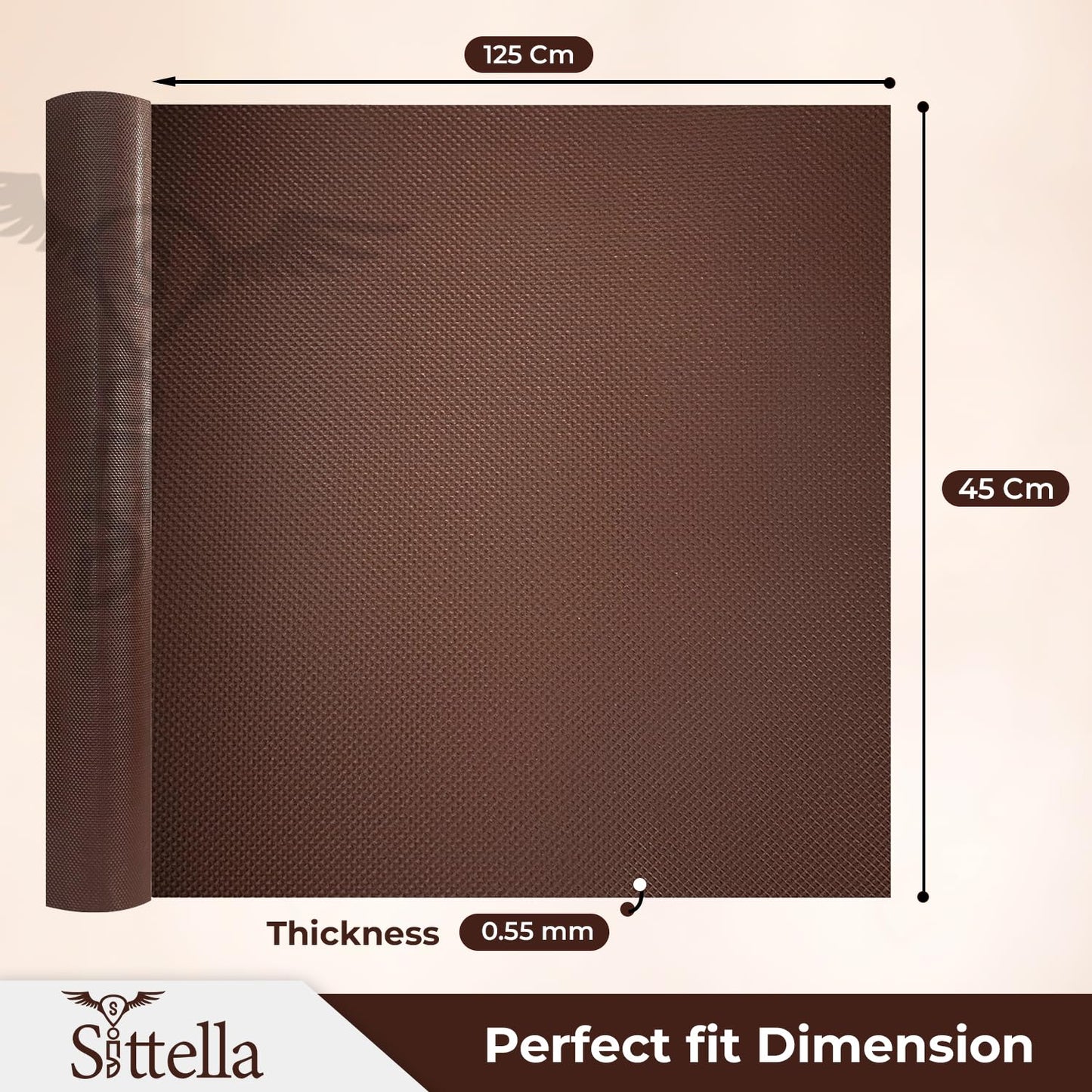 Drawer Mat Multi-Purpose EVA Non-Slip Waterproof Kitchen & Bathroom Shelf Liner (Coffee)