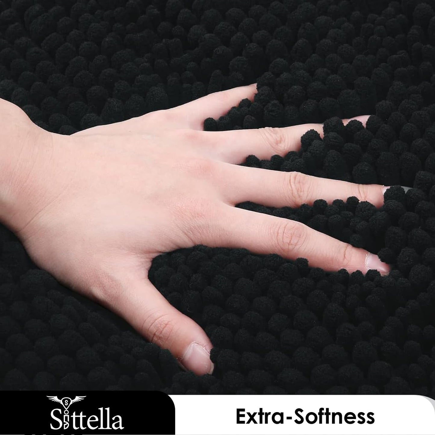 Microfiber Bathroom Door Mat Super Soft Anti Slip Floor Mat for Home Kitchen Bedroom (Black - 40 x 60 cm)