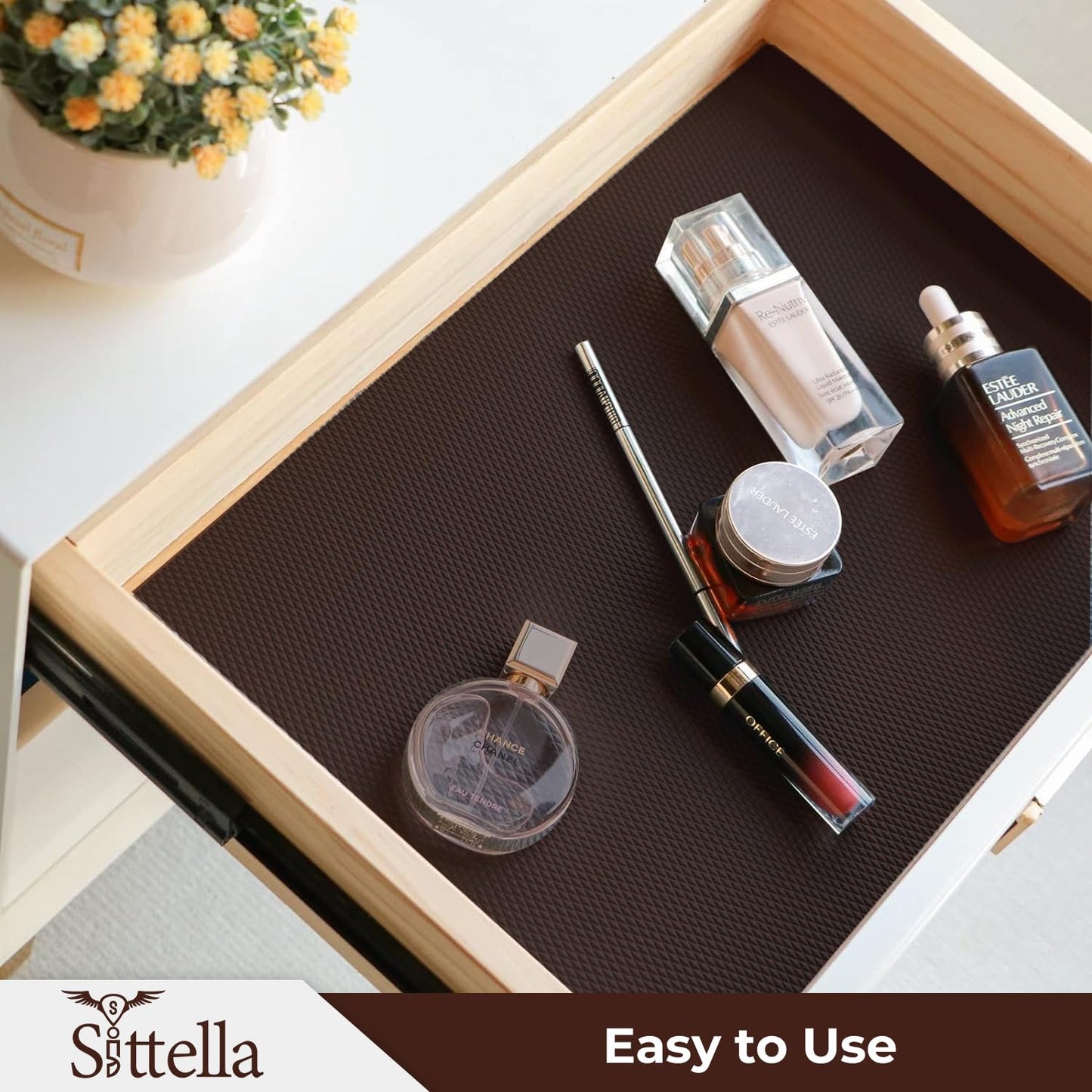 Drawer Mat Multi-Purpose EVA Non-Slip Waterproof Kitchen & Bathroom Shelf Liner (Coffee)