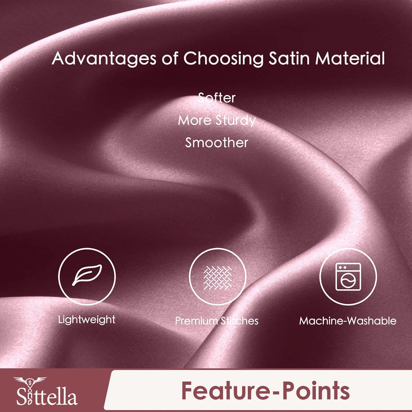 Satin Silk Pillow Covers with 3 Free Scrunchies - Soft & Smooth for Hair & Skin (Rose Pink)