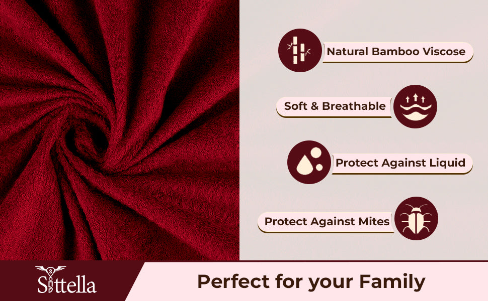 Waterproof Cotton Mattress Protector – Hypoallergenic, Soft, Breathable, Queen 78"x60", Maroon