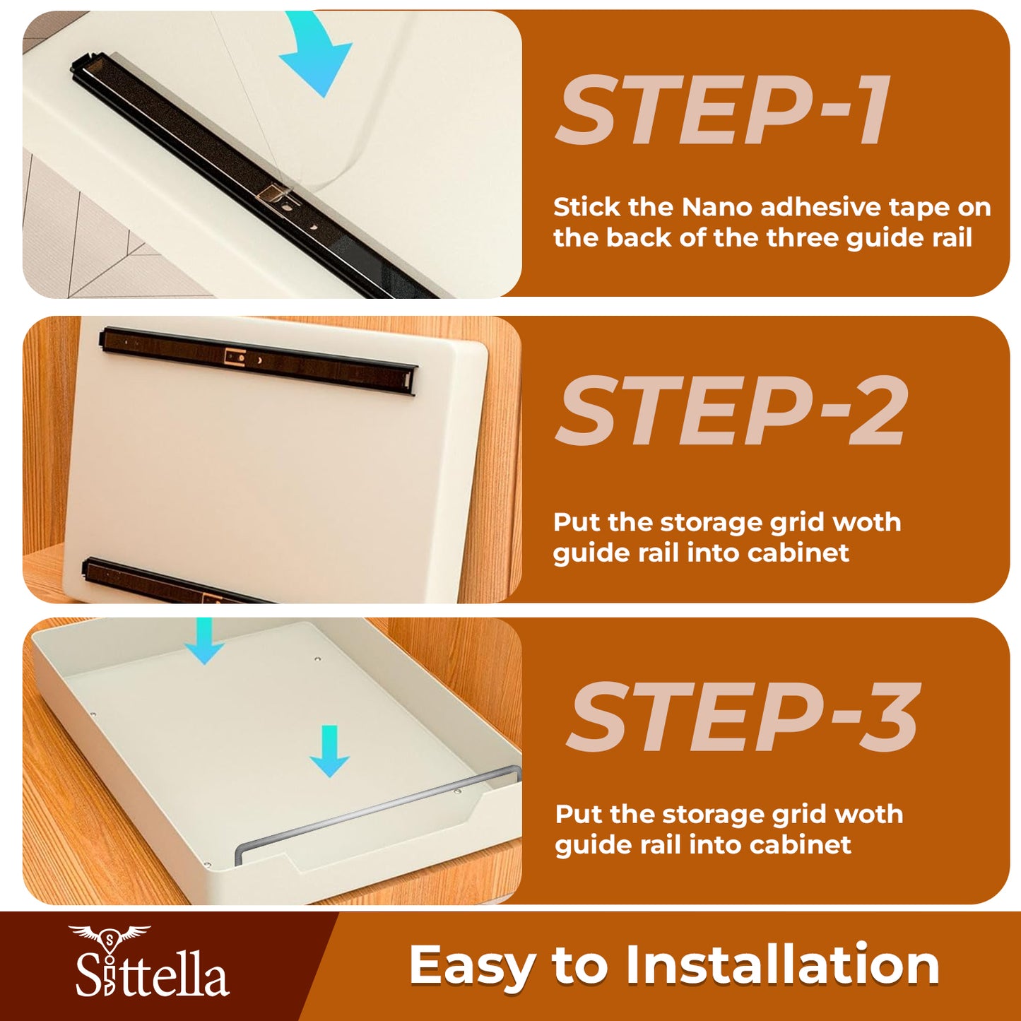 Pull Out Cabinet Organizer, Slide Out Drawers for Kitchen Cabinets for Pantry, Bathroom, Living Room (L-45.5cm/W-35.5cm/H-5.2 cm)