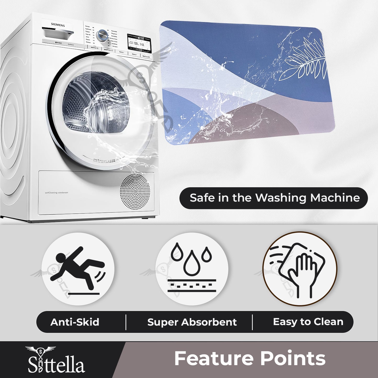 Anti-Skid Kitchen Mats 3mm, Water Absorbent Rug, Carpets, Floor Mat for Home and Kitchen (120x40cm & 40x60cm Multicolor) Leaf Print