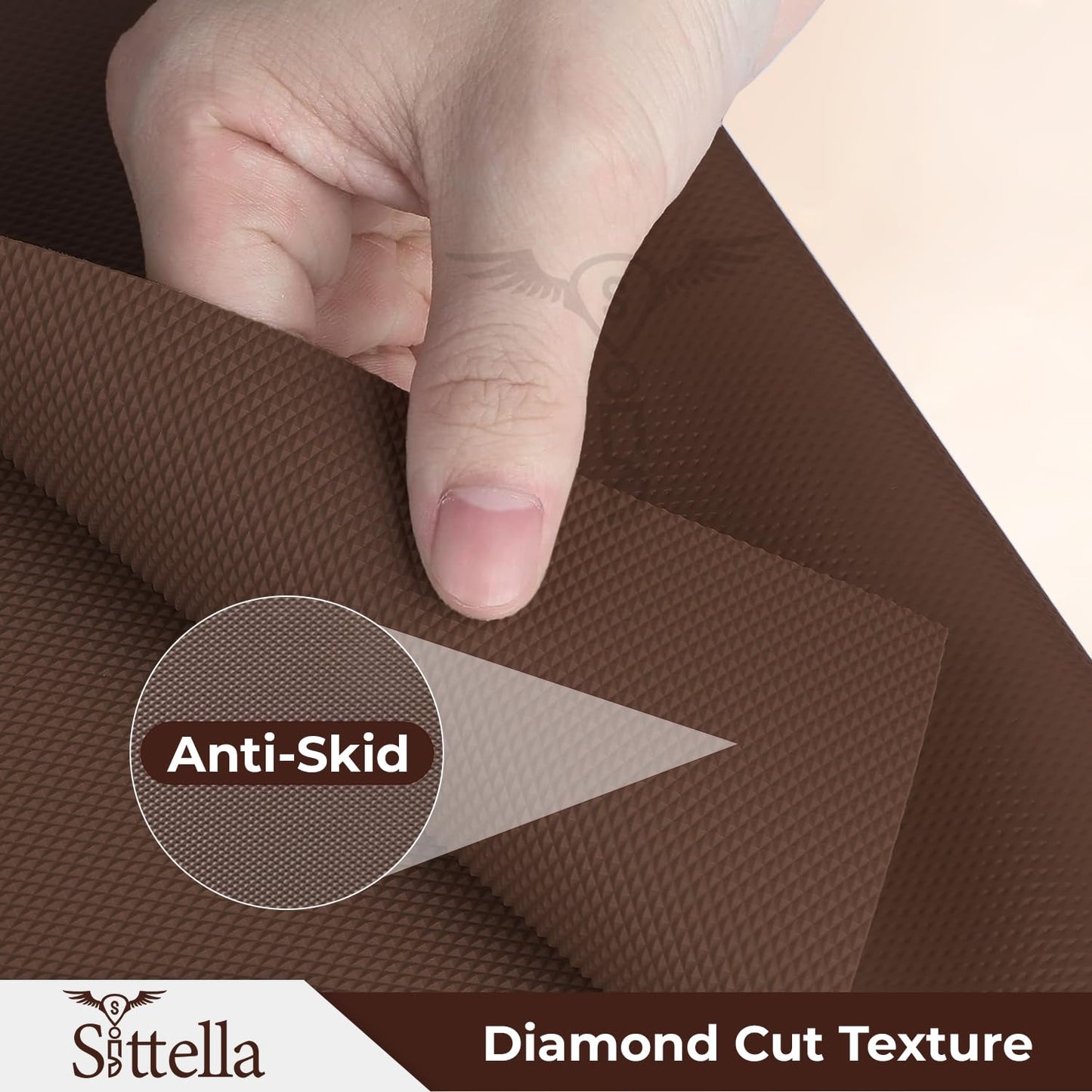 Drawer Mat Multi-Purpose EVA Non-Slip Waterproof Kitchen & Bathroom Shelf Liner (Coffee)