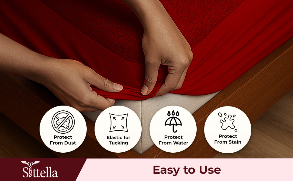 Waterproof Cotton Mattress Protector – Hypoallergenic, Soft, Breathable, Queen 78"x60", Maroon