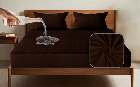 Waterproof Cotton Mattress Protector – Hypoallergenic, Soft, Breathable, Queen 78"x60", Brown