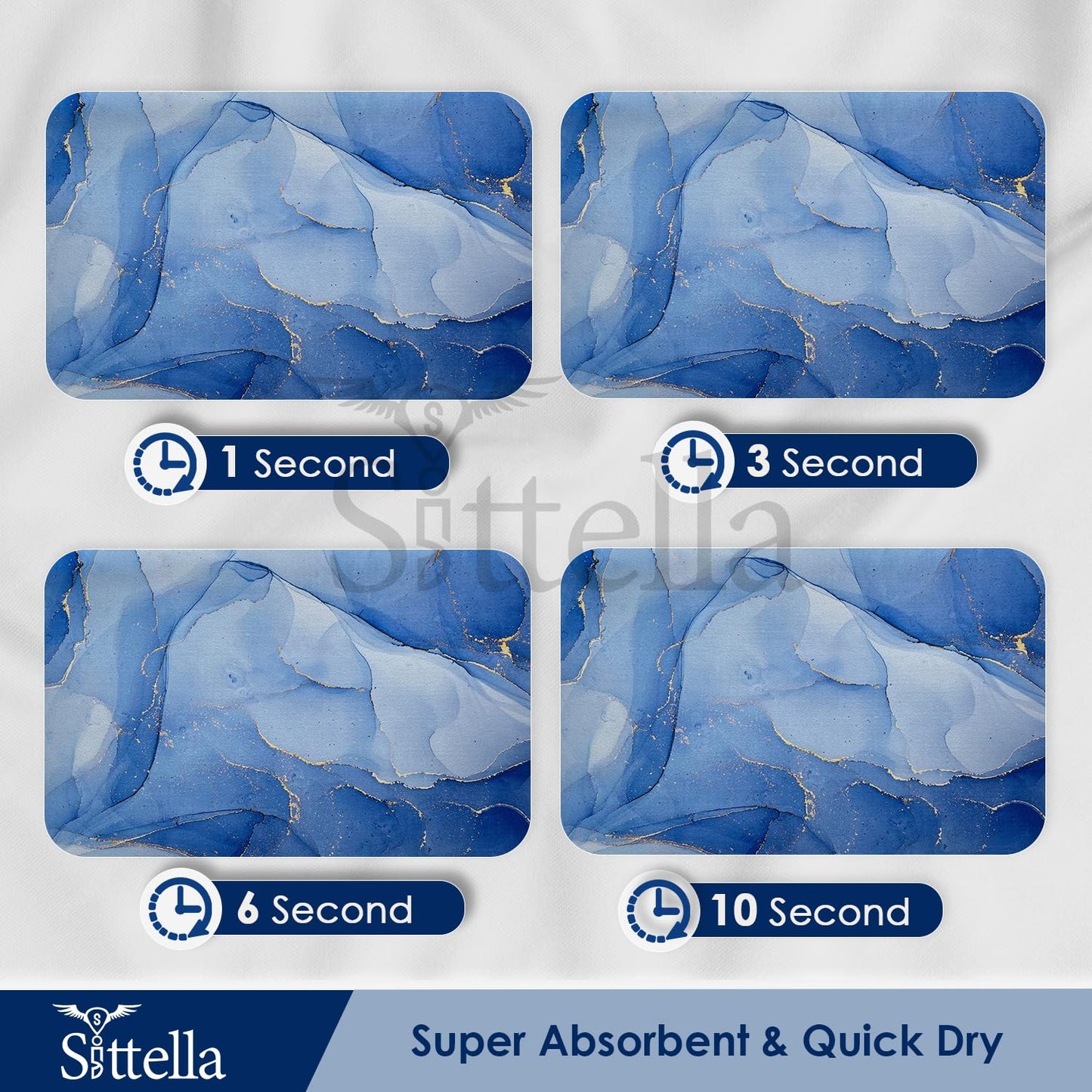 3.5mm Anti-Skid Water Soaking Marble Print Door Mat, Water Absorbent Mat (40x60cm) Blue