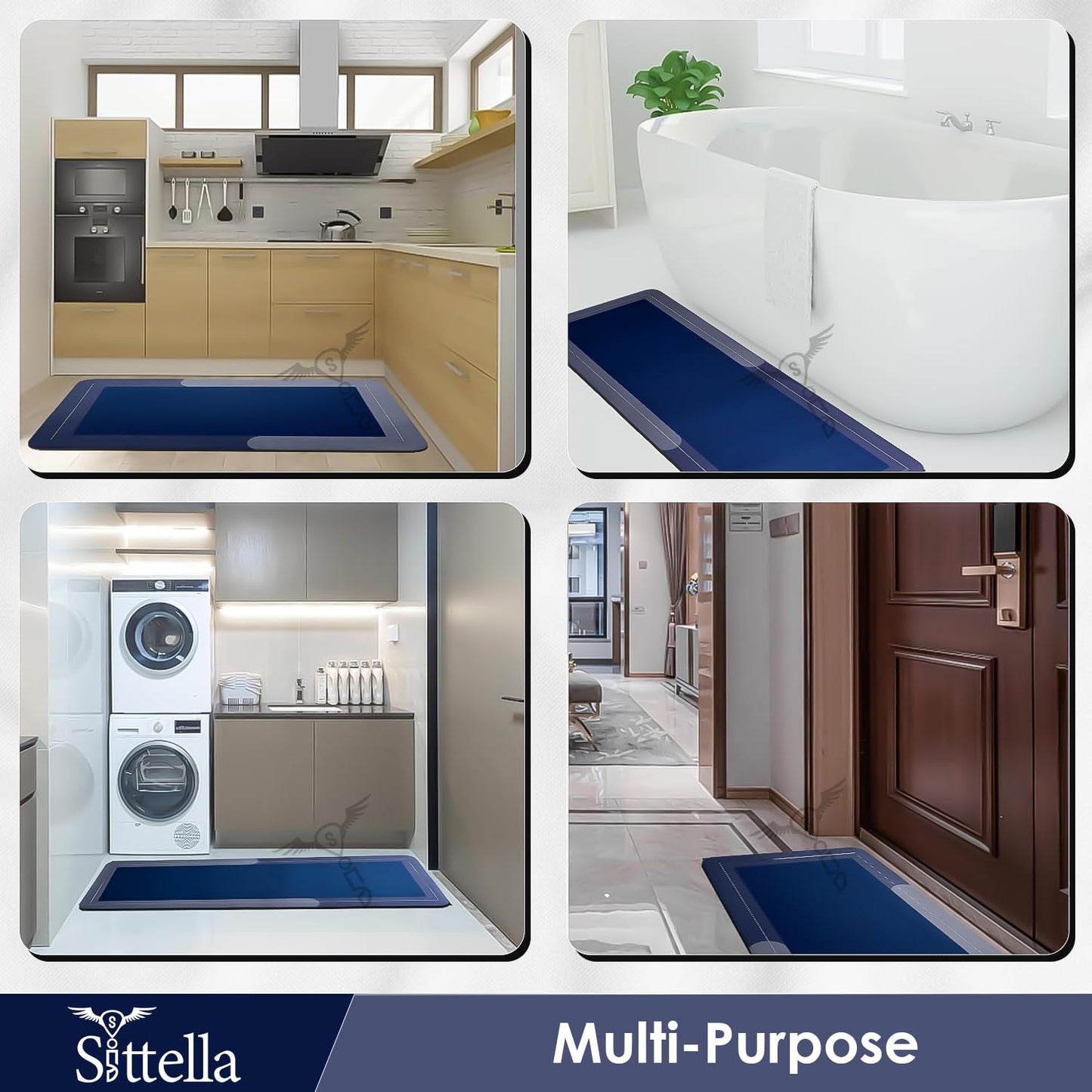 Anti-Skid Kitchen Mats 3mm, Water Absorbent Rug, Carpets, Floor Mat for Home and Kitchen (120x40cm & 60x40cm)