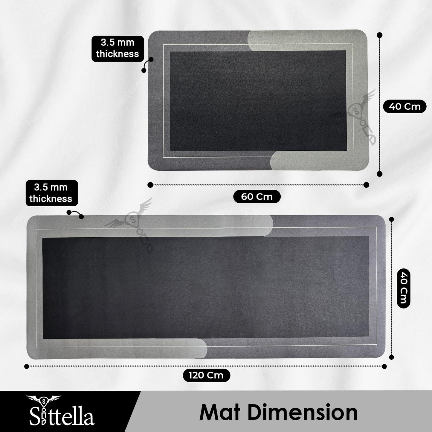 Anti-Skid Kitchen Mats 3.5mm, Water Absorbent Rug, Carpets, Floor Mat for Home and Kitchen (120x40cm & 60x40cm)