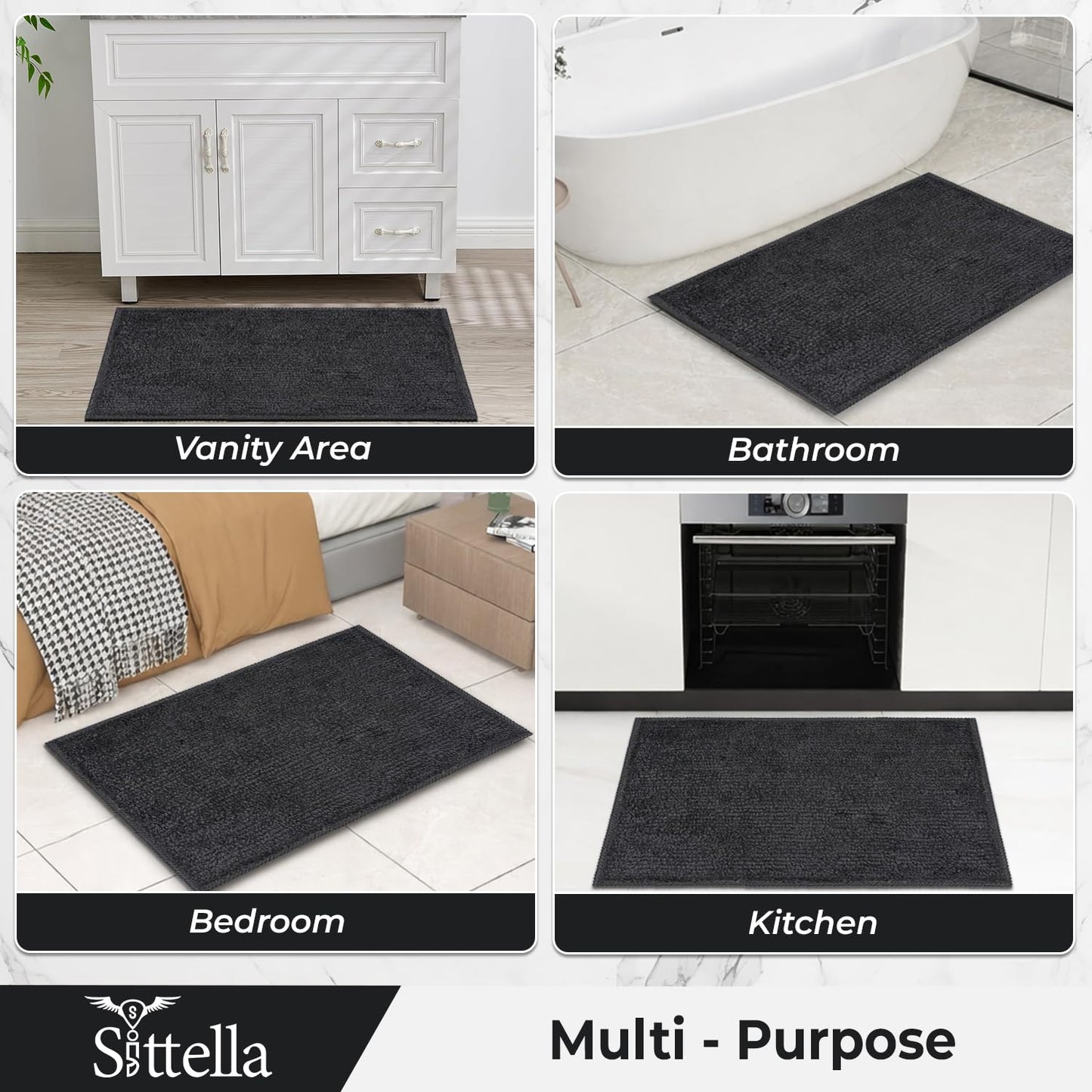 CANWAY ® 1500 GSM | | 60×40 cm| Microfiber Anti-Skid Bathroom Door Mat | Ultra Soft Plush & Super Absorbent | Quick-Dry, Washable Floor Rug for Bathroom & Door |Navy Blue (Copy)