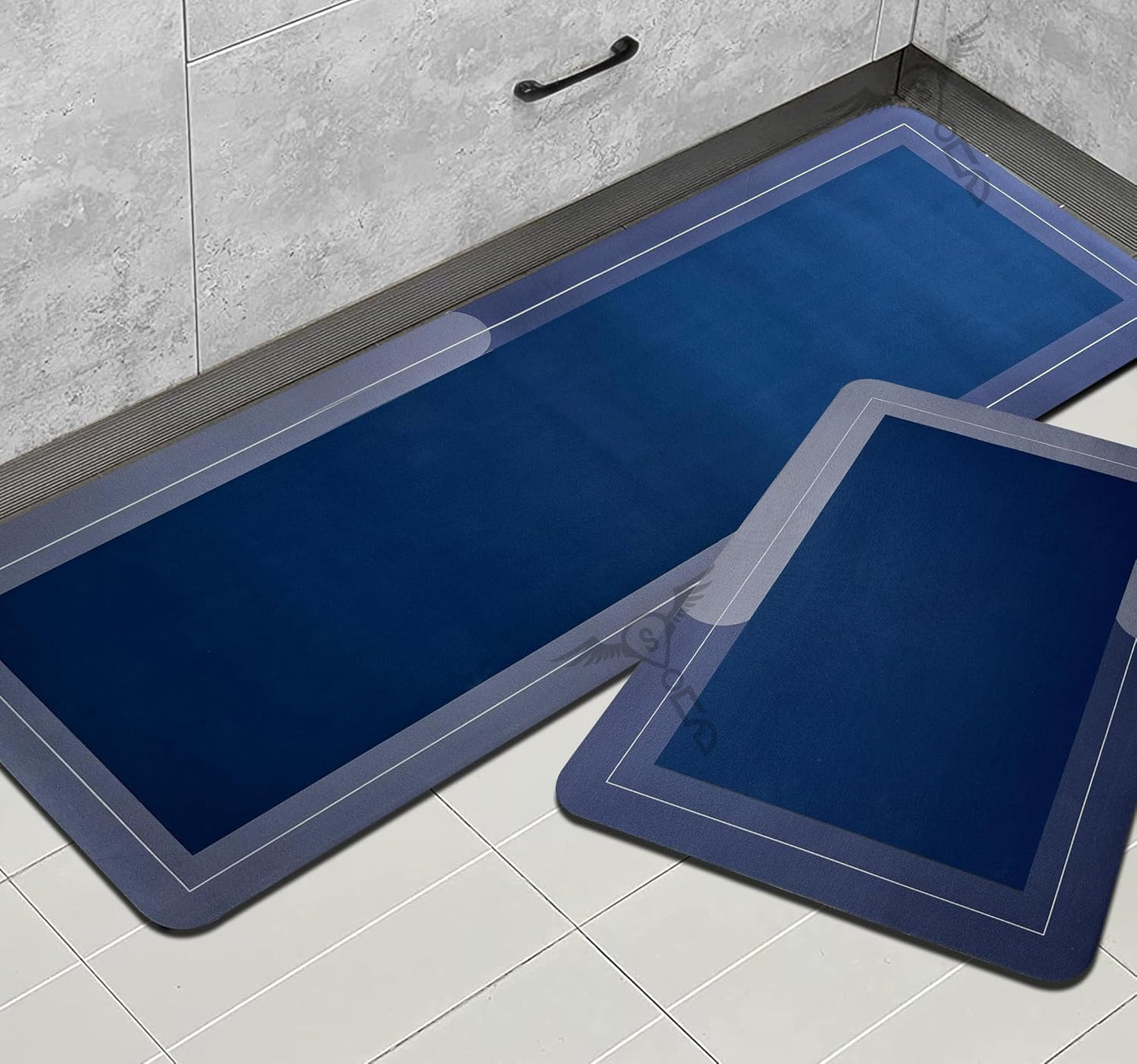 2 Pcs Anti-Skid Kitchen Mats 3mm, Water Absorbent Rug, Carpets, Floor Mat for Home and Kitchen (120x40cm & 60x40cm Multicolour) Feather Print
