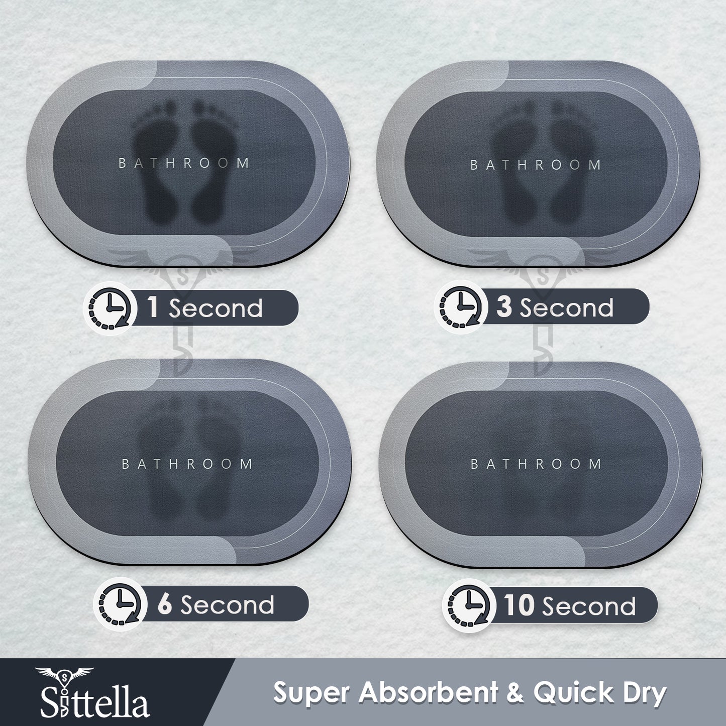 3.5mm Anti-Skid Water Soaking Bathroom Print Door Mat, Water Absorbent Mat (60x40cm, Gray)