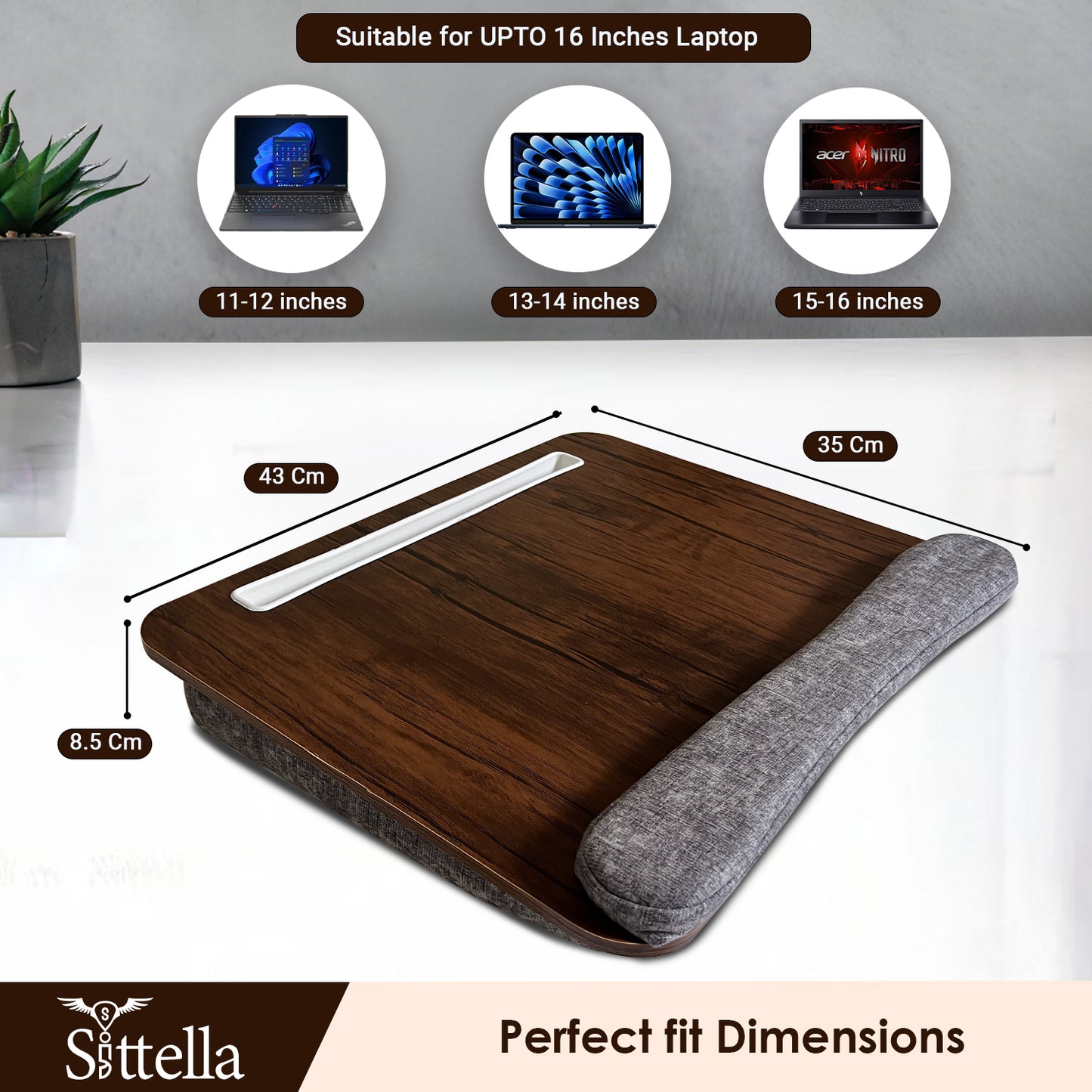 Portable Laptop Lap Desk with Soft Wrist Pad and Handy Storage Pocket, Fits up to 15.6 inch Laptop