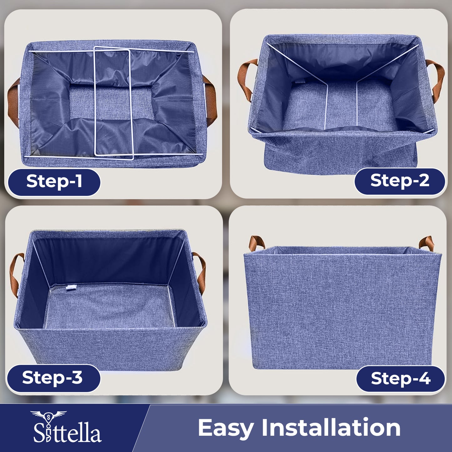 Foldable Wardrobe Organizer with Durable Handle (Blue)