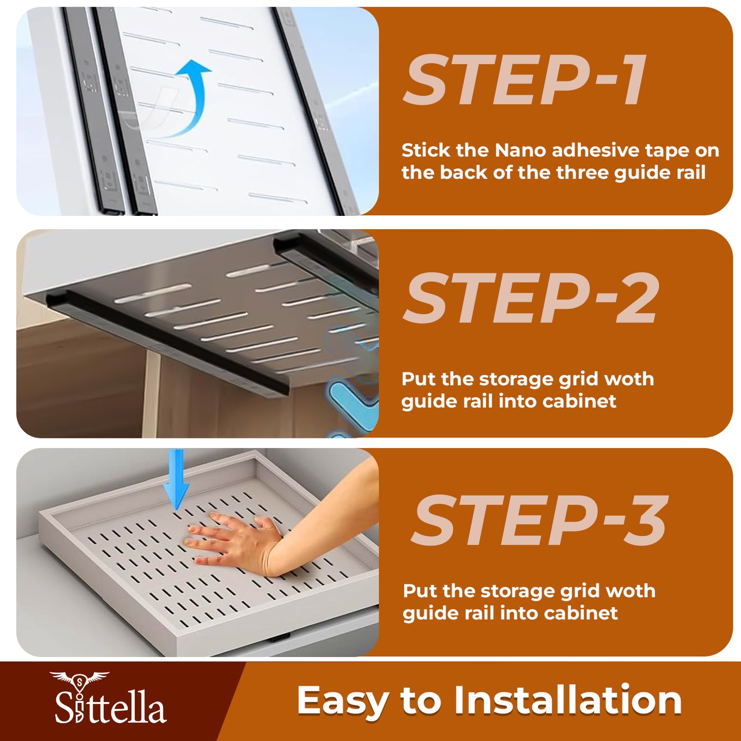 Pull Out Cabinet Organizer, Slide Out Drawers for Kitchen Cabinets for Pantry, Bathroom, Living Room (L-38cm/W-25cm/H-6 cm)