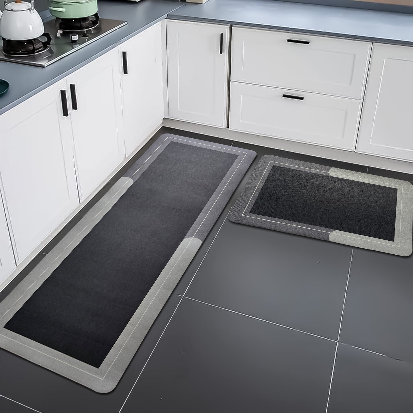 Anti-Skid Kitchen Mats 3.5mm, Water Absorbent Rug, Carpets, Floor Mat for Home and Kitchen (120x40cm & 60x40cm)