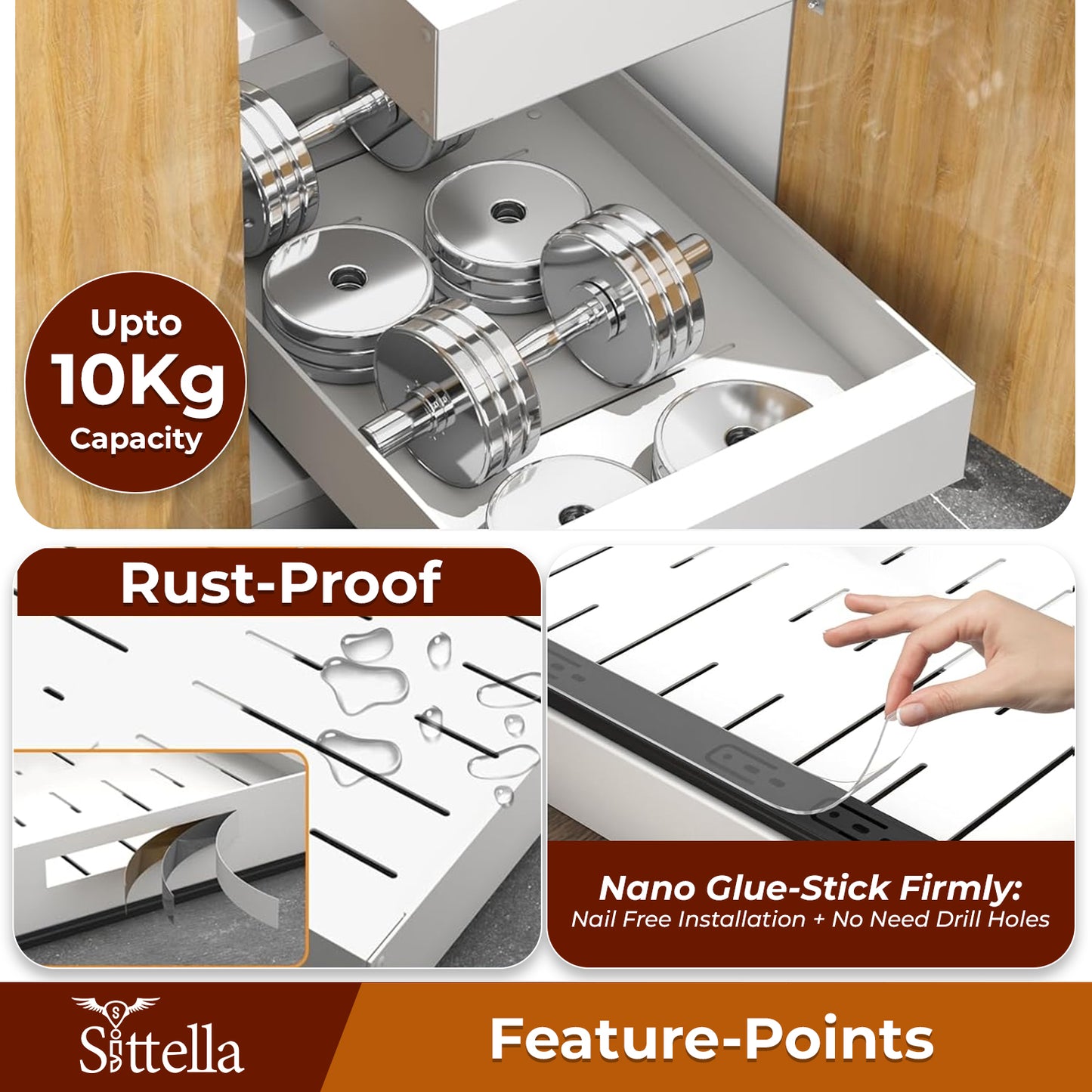 Pull Out Cabinet Organizer, Slide Out Drawers for Kitchen Cabinets for Pantry, Bathroom, Living Room (L-38cm/W-25cm/H-6 cm)