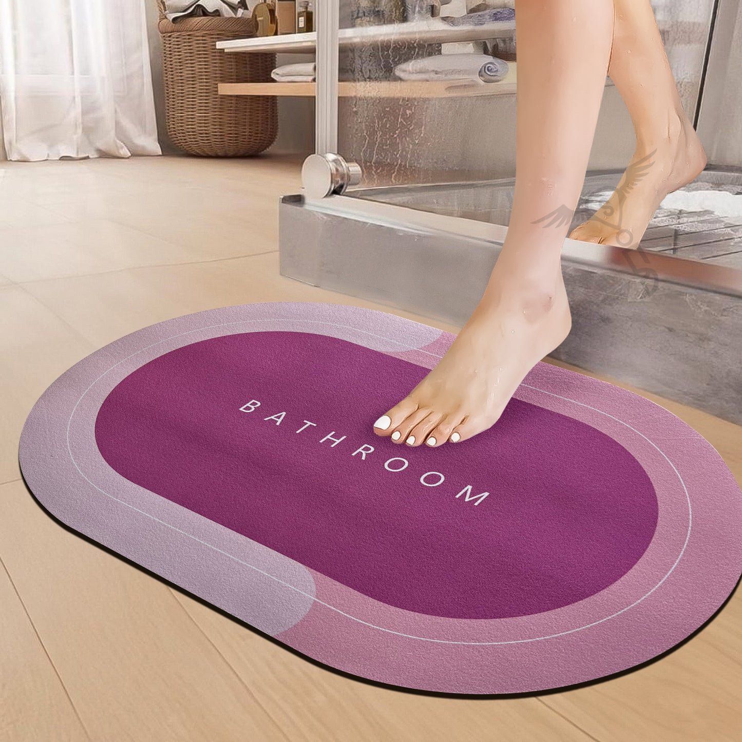 3.5mm Anti-Skid Water Soaking Bathroom Print Door Mat, Water Absorbent Mat (60x40cm, Gray)