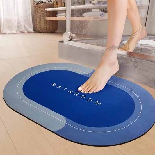 3.5mm Anti-Skid Water Soaking Bathroom Print Door Mat, Water Absorbent Mat (60x40cm, Light Blue)