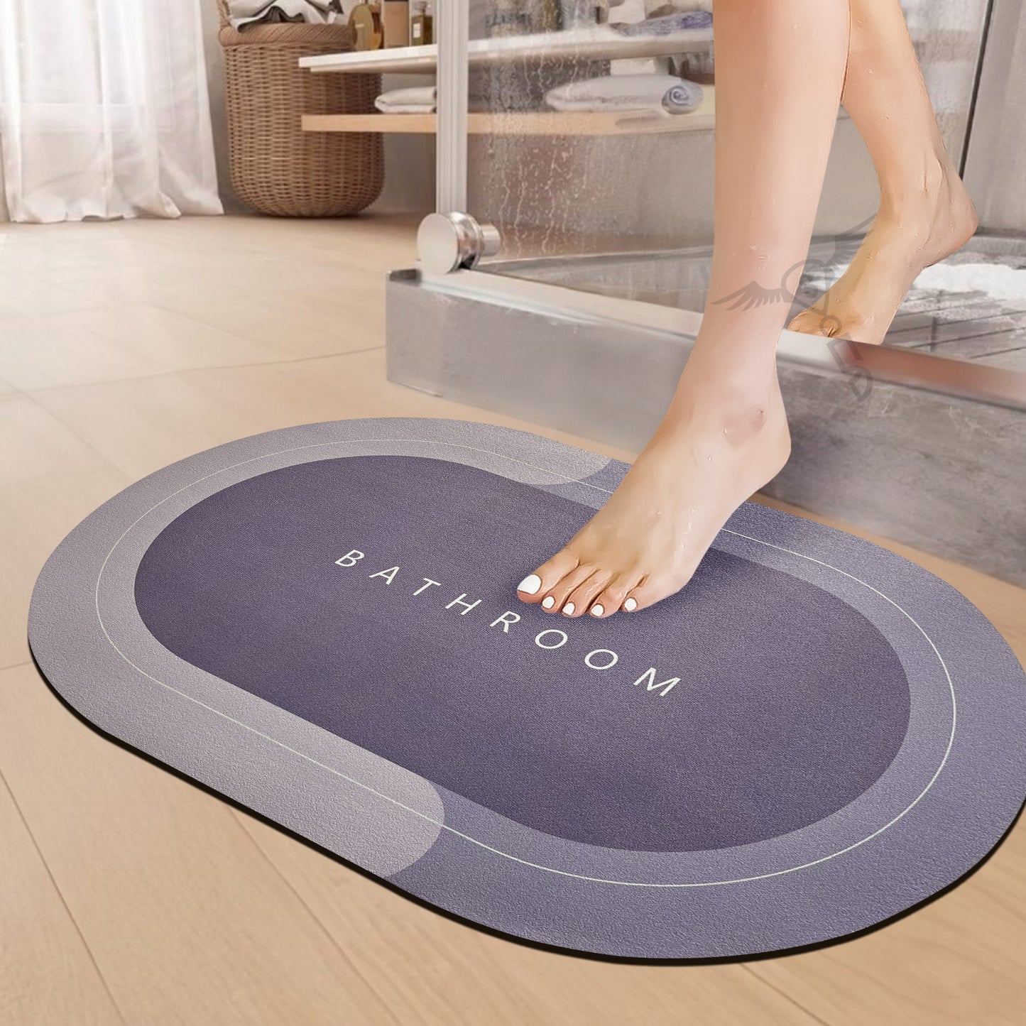 3.5mm Anti-Skid Water Soaking Bathroom Print Door Mat, Water Absorbent Mat (60x40cm, Gray)