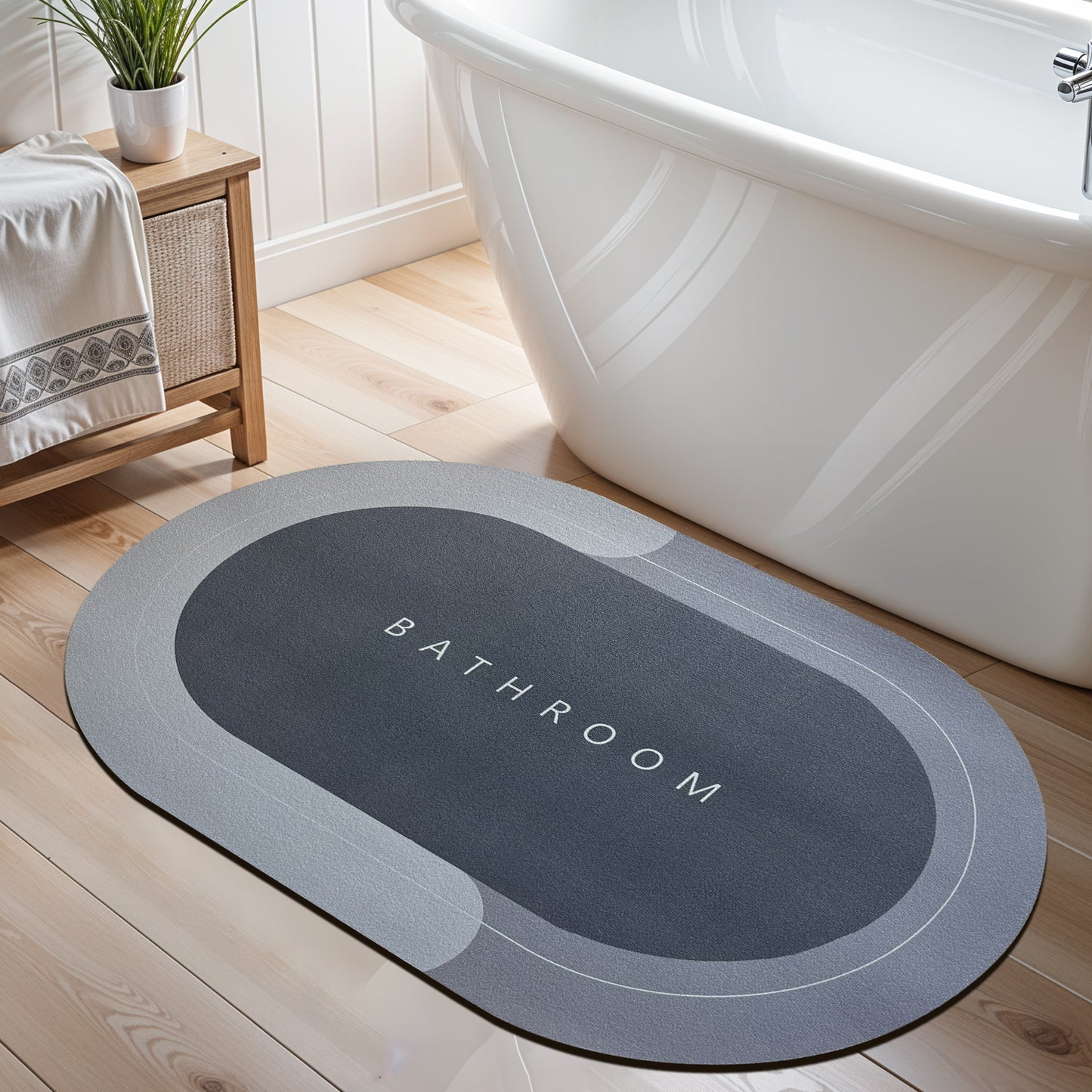 3.5mm Anti-Skid Water Soaking Bathroom Print Door Mat, Water Absorbent Mat (60x40cm, Gray)