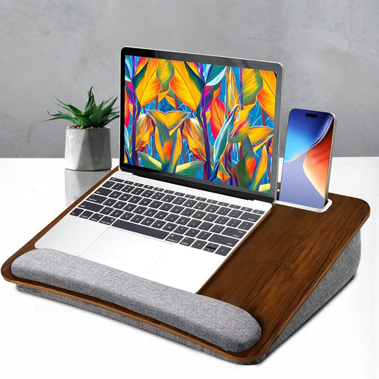 Portable Laptop Lap Desk with Soft Wrist Pad and Handy Storage Pocket, Fits up to 15.6 inch Laptop