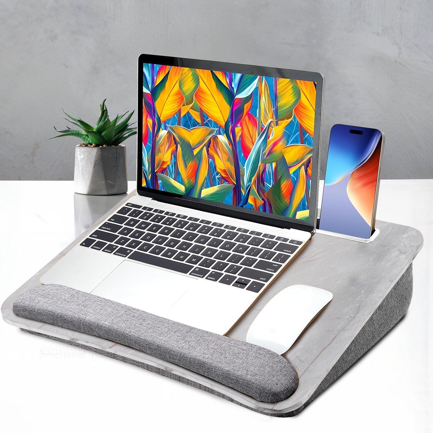 Portable Laptop Lap Desk with Soft Wrist Pad and Handy Storage Pocket, Fits up to 15.6 inch Laptop
