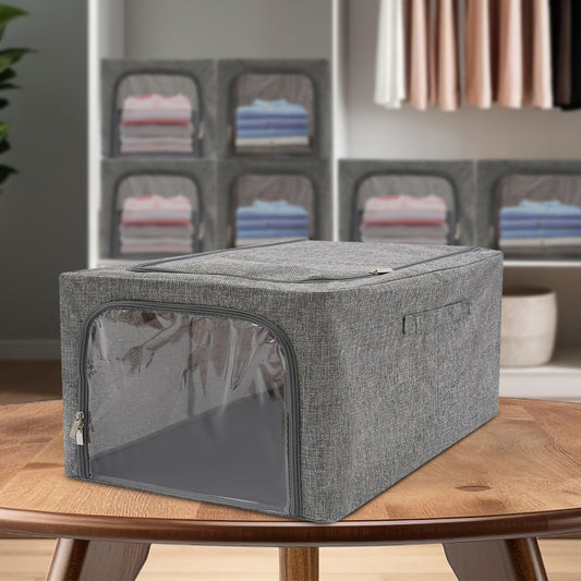 31L Double-Sided Zipper Storage Box – Foldable Organizer for Clothes & More (Grey)