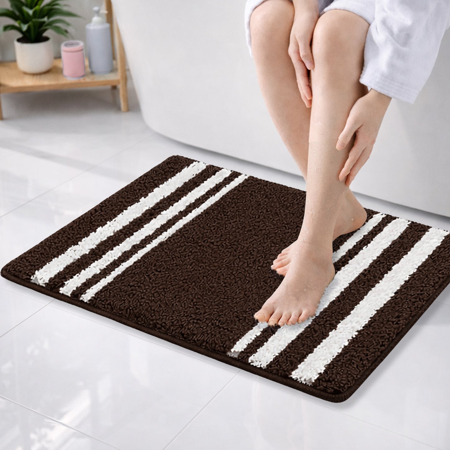 CANWAY ® 1500 GSM | 60×40 cm| Microfiber Anti-Skid Bathroom Door Mat | Ultra Soft Plush & Super Absorbent | Quick-Dry, Washable Floor Rug for Bathroom & Door |Navy Blue