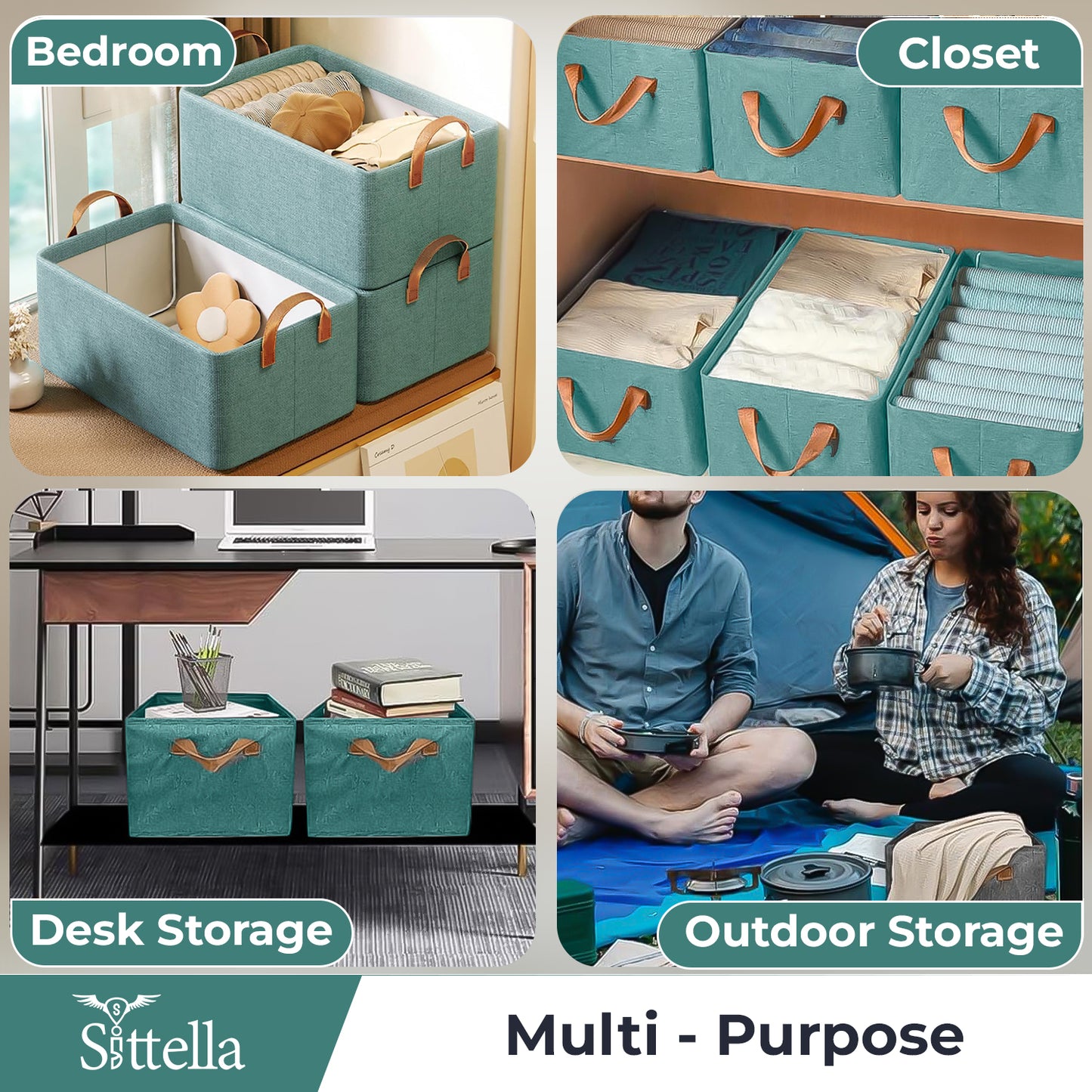 Foldable Wardrobe Organizer with Durable Handle (Green) upselling