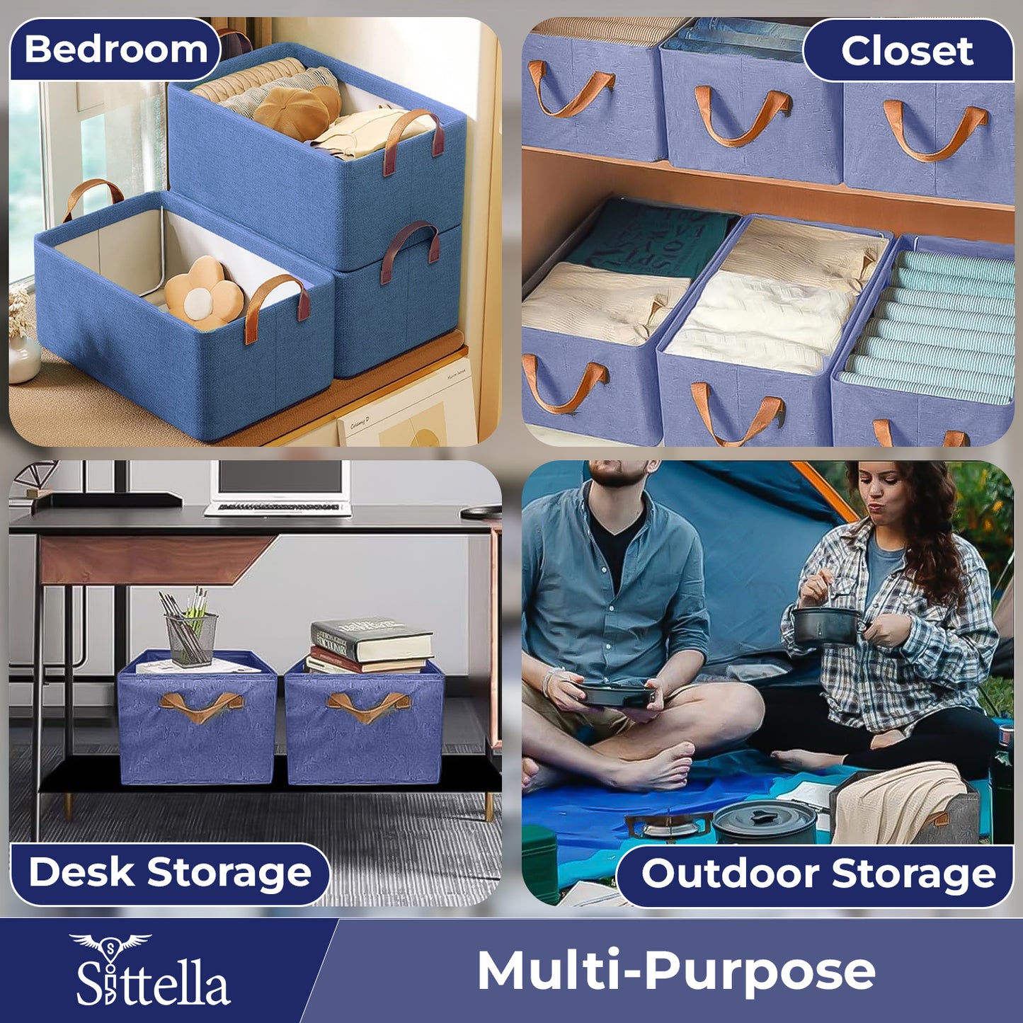 Foldable Wardrobe Organizer with Durable Handle (Blue)