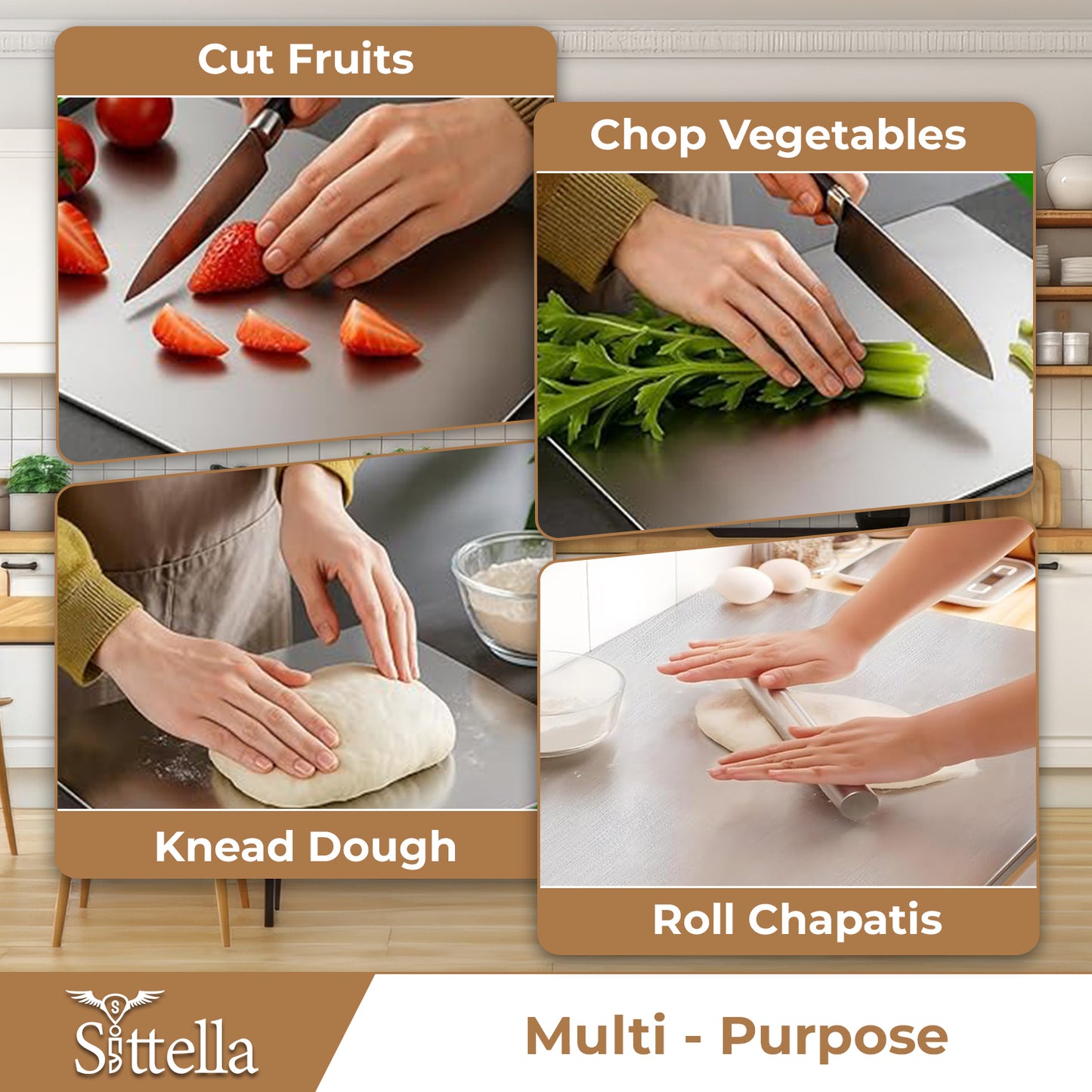 Stainless Steel Chopping Board | Heavy Duty, Rustproof & Hygienic