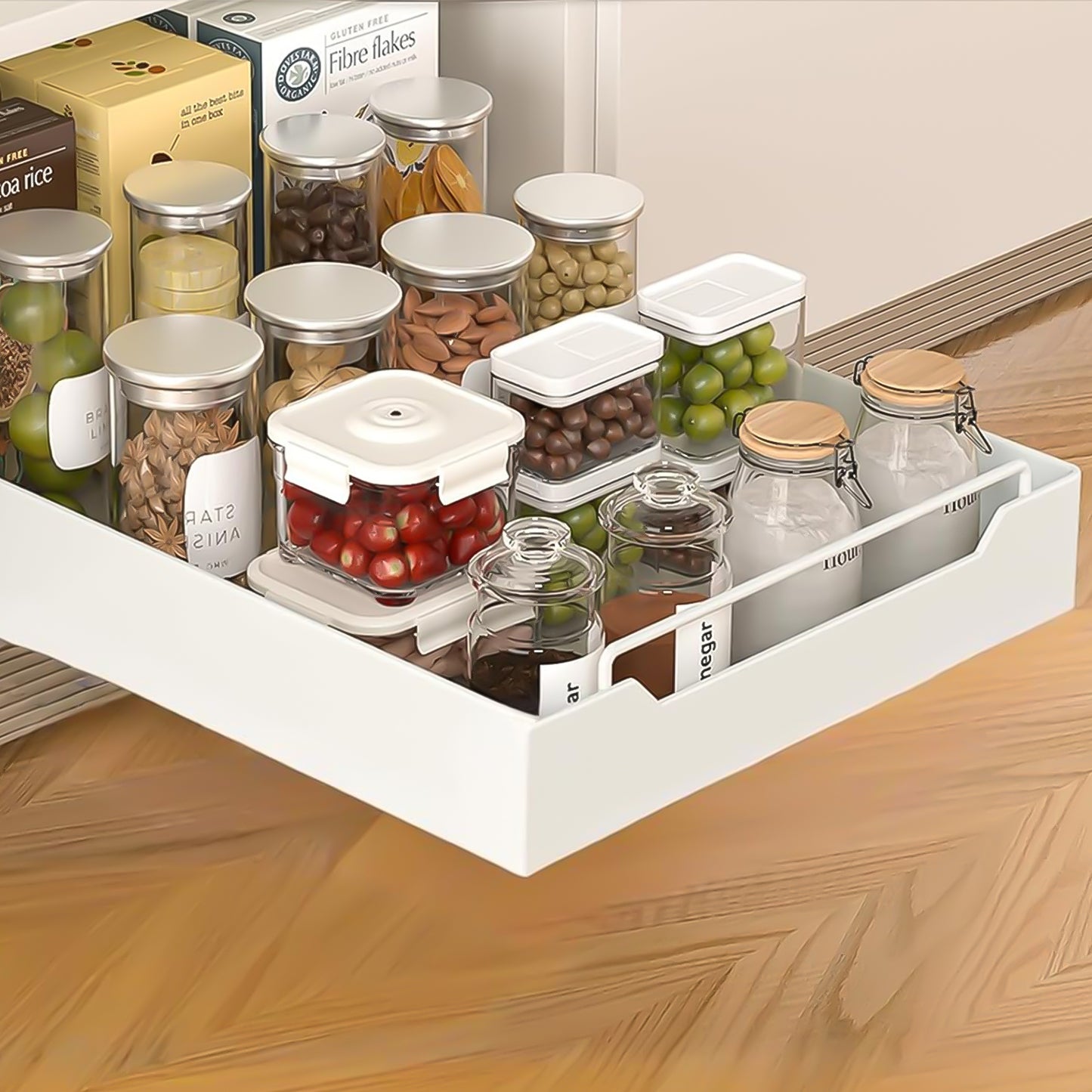 Pull Out Cabinet Organizer, Slide Out Drawers for Kitchen Cabinets for Pantry, Bathroom, Living Room (L-45.5cm/W-35.5cm/H-5.2 cm)