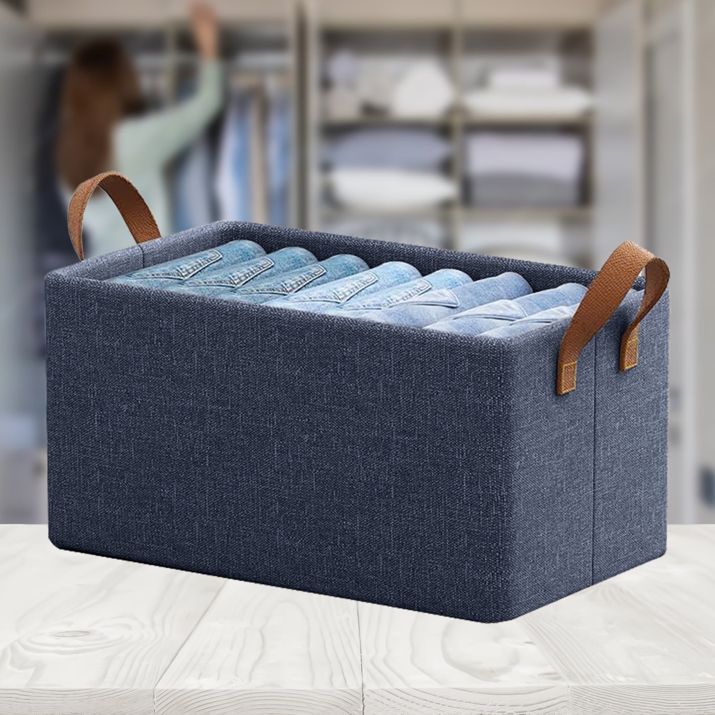 Foldable Wardrobe Organizer with Durable Handle (Green)