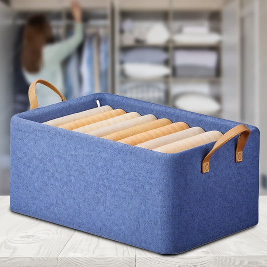 Foldable Wardrobe Organizer with Durable Handle (Blue)