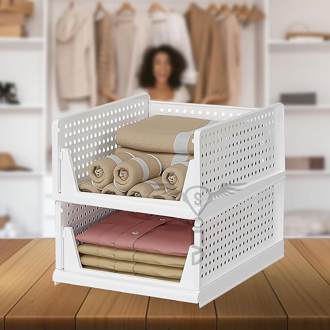 Folding Closet Wardrobe Organizer Storage Plastic Box (1 Piece)
