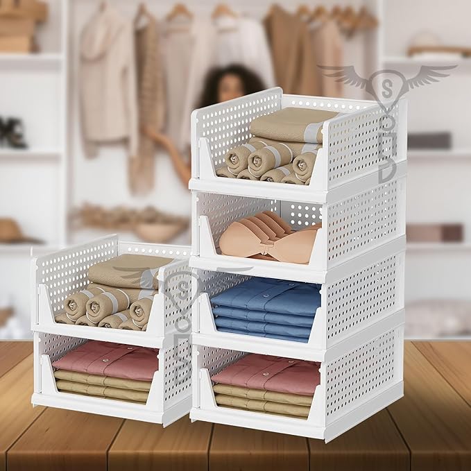 Folding Closet Wardrobe Organizer Storage Plastic Box (1 Piece)