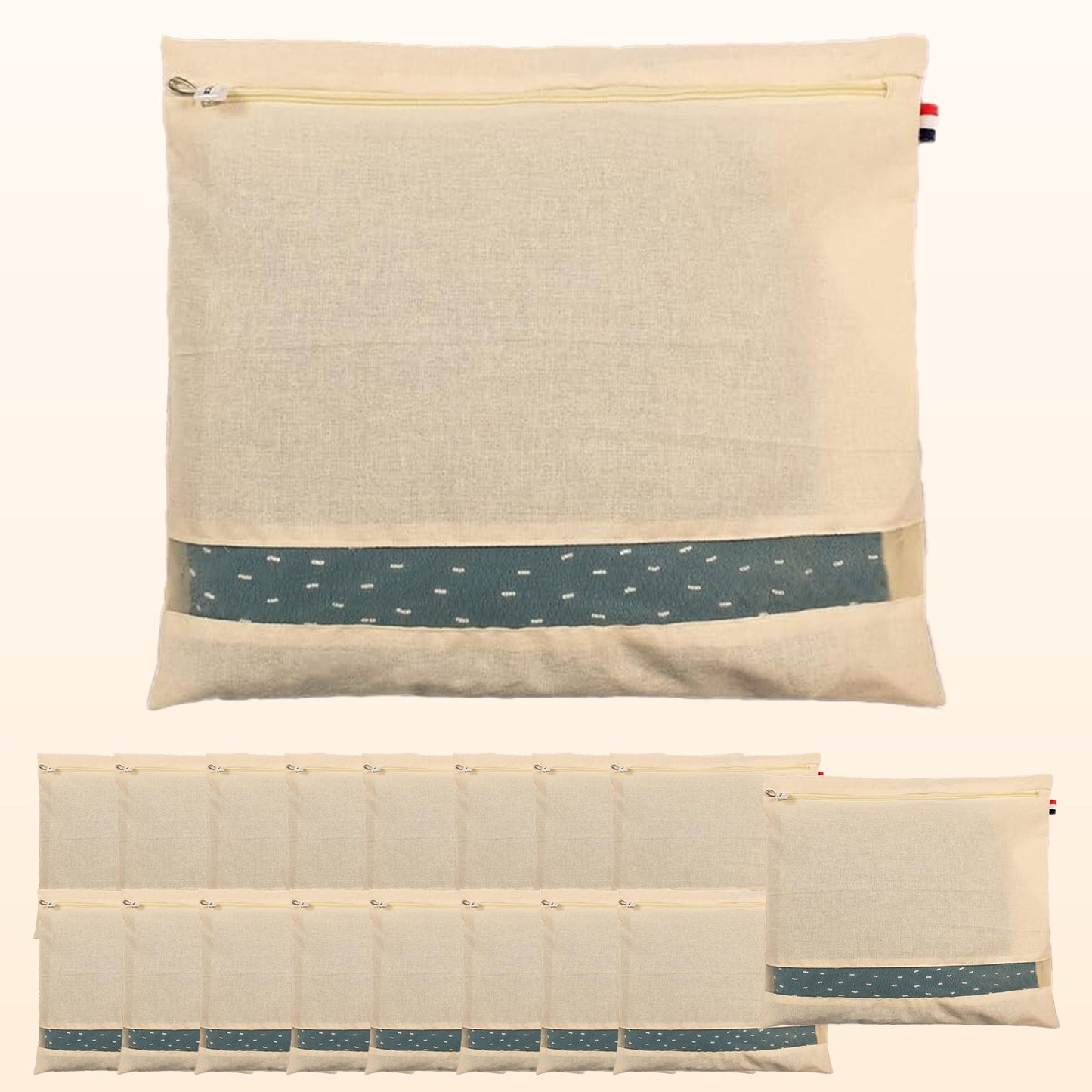 Saree Clothes Bags/Covers/Poches For Storage With Zip Closure (16 X 14 Inches, Beige)