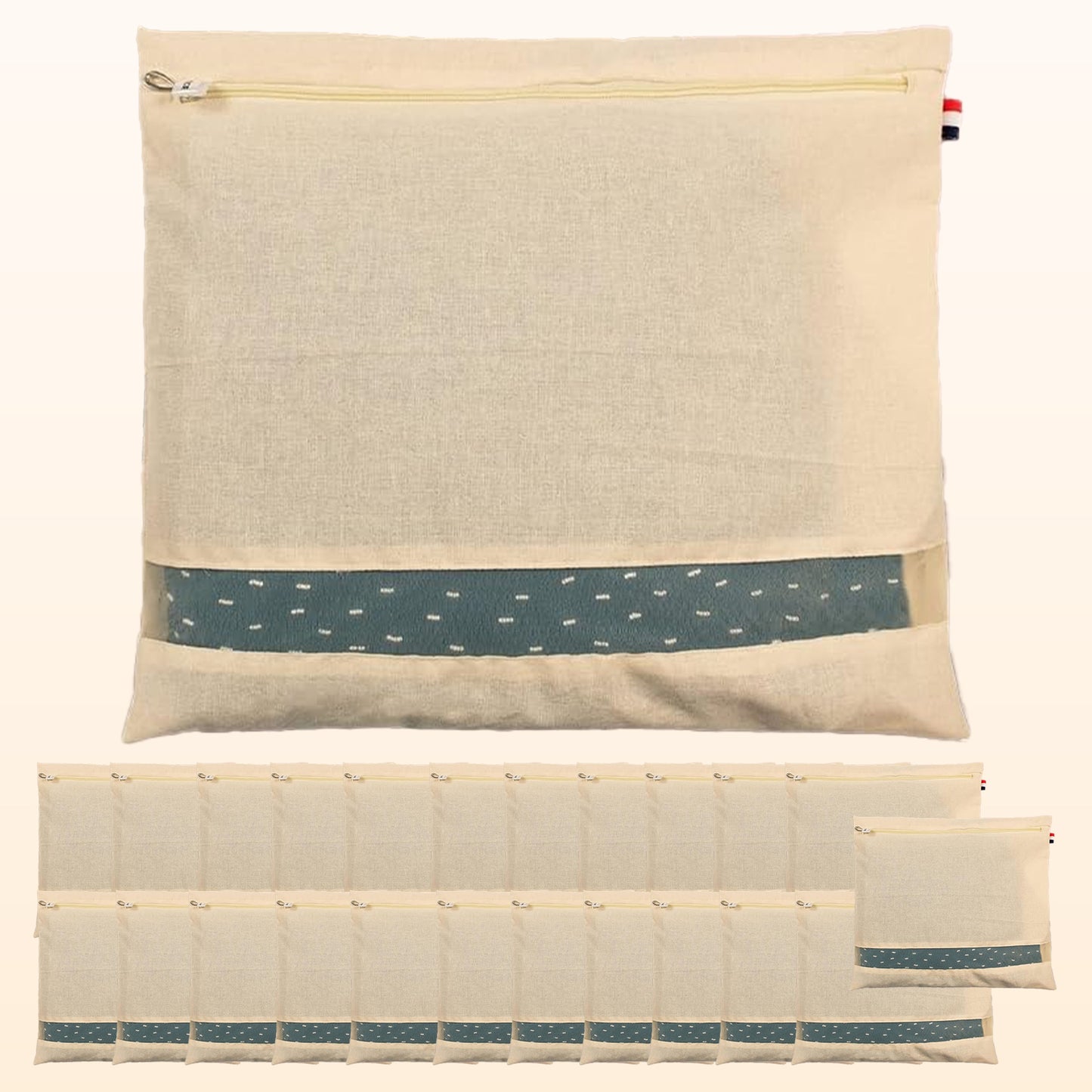 Saree Clothes Bags/Covers/Poches For Storage With Zip Closure (16 X 14 Inches, Beige)