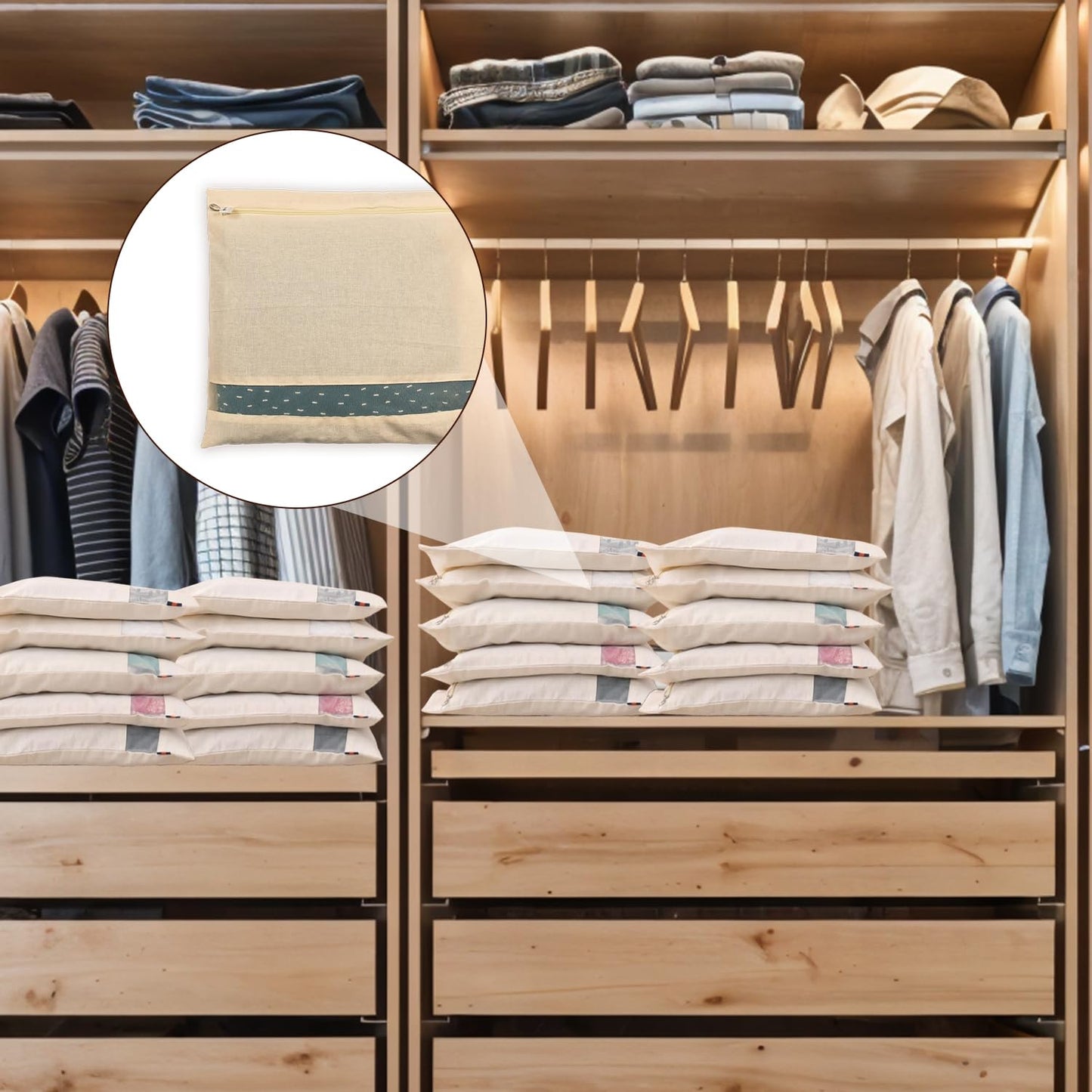 Saree Clothes Bags/Covers/Poches For Storage With Zip Closure (16 X 14 Inches, Beige)