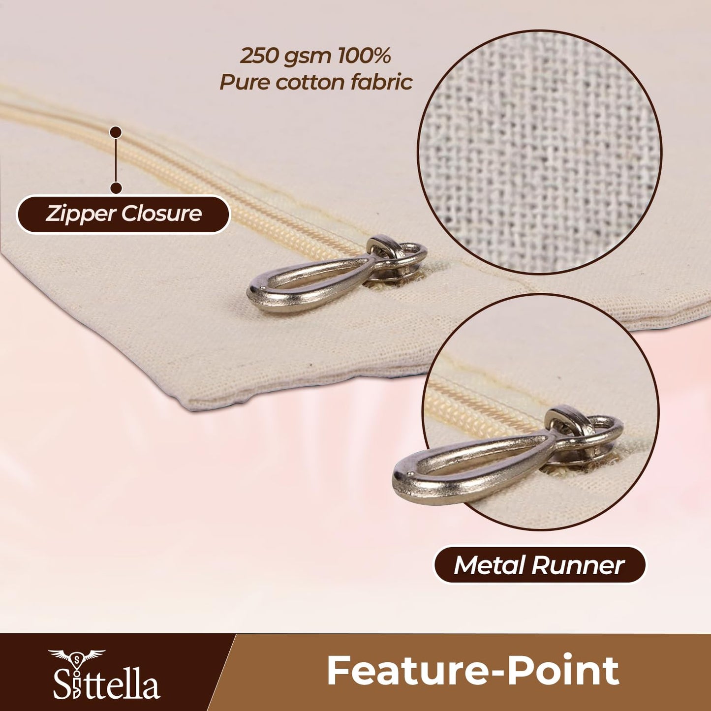 Saree Clothes Bags/Covers/Poches For Storage With Zip Closure (16 X 14 Inches, Beige)