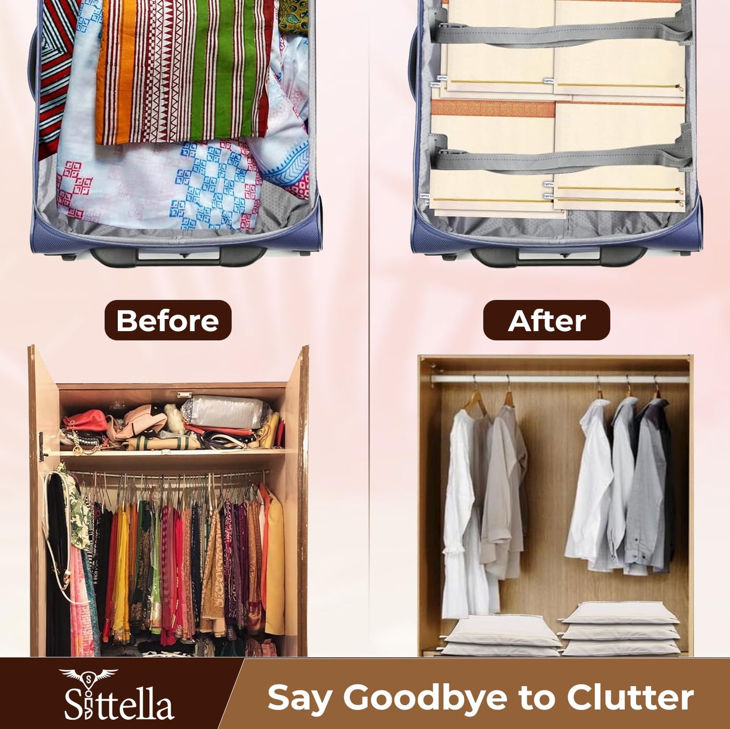 Saree Clothes Bags/Covers/Poches For Storage With Zip Closure (16 X 14 Inches, Beige)