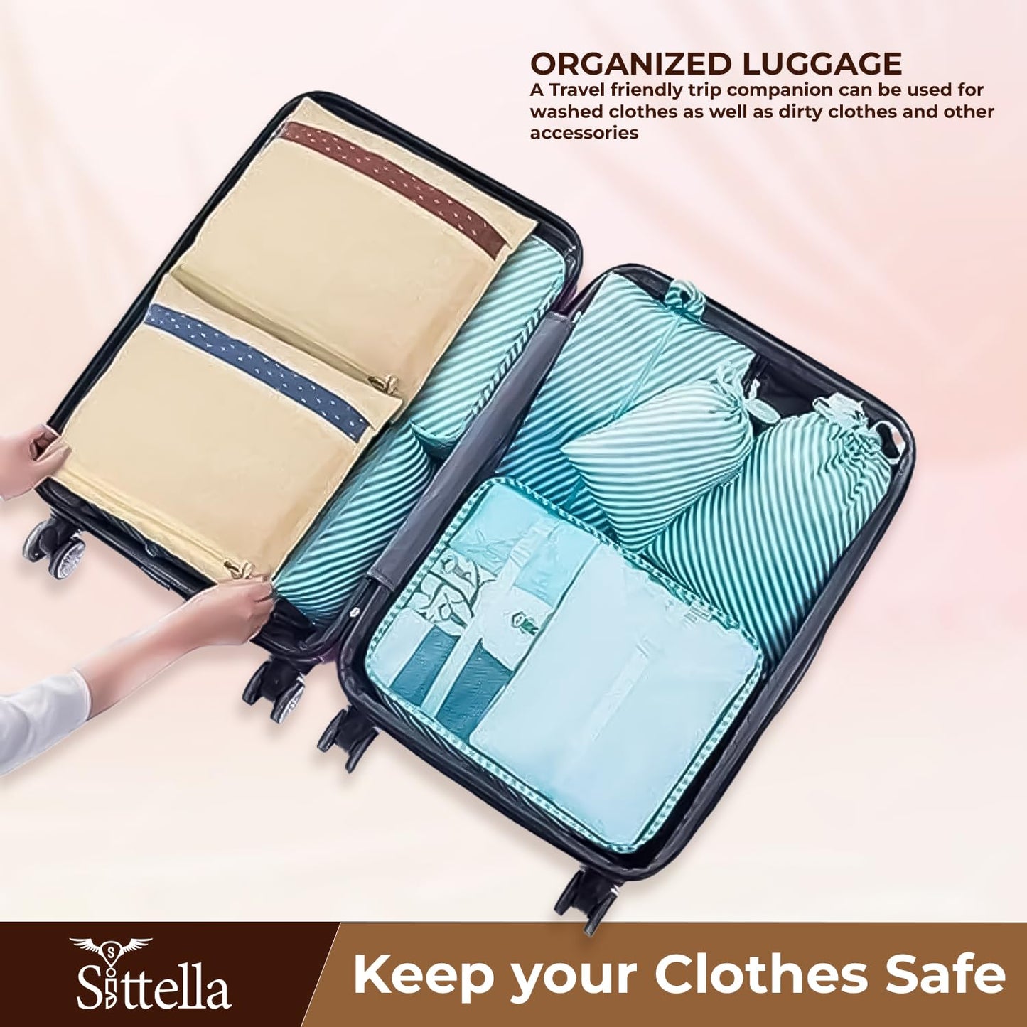 Saree Clothes Bags/Covers/Poches For Storage With Zip Closure (16 X 14 Inches, Beige)