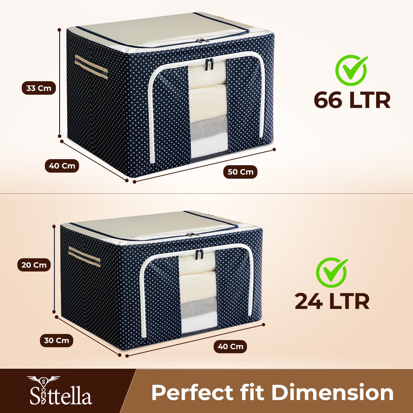 Double-Sided Zipper Storage Box – Foldable Organizer for Clothes & More (Blue)