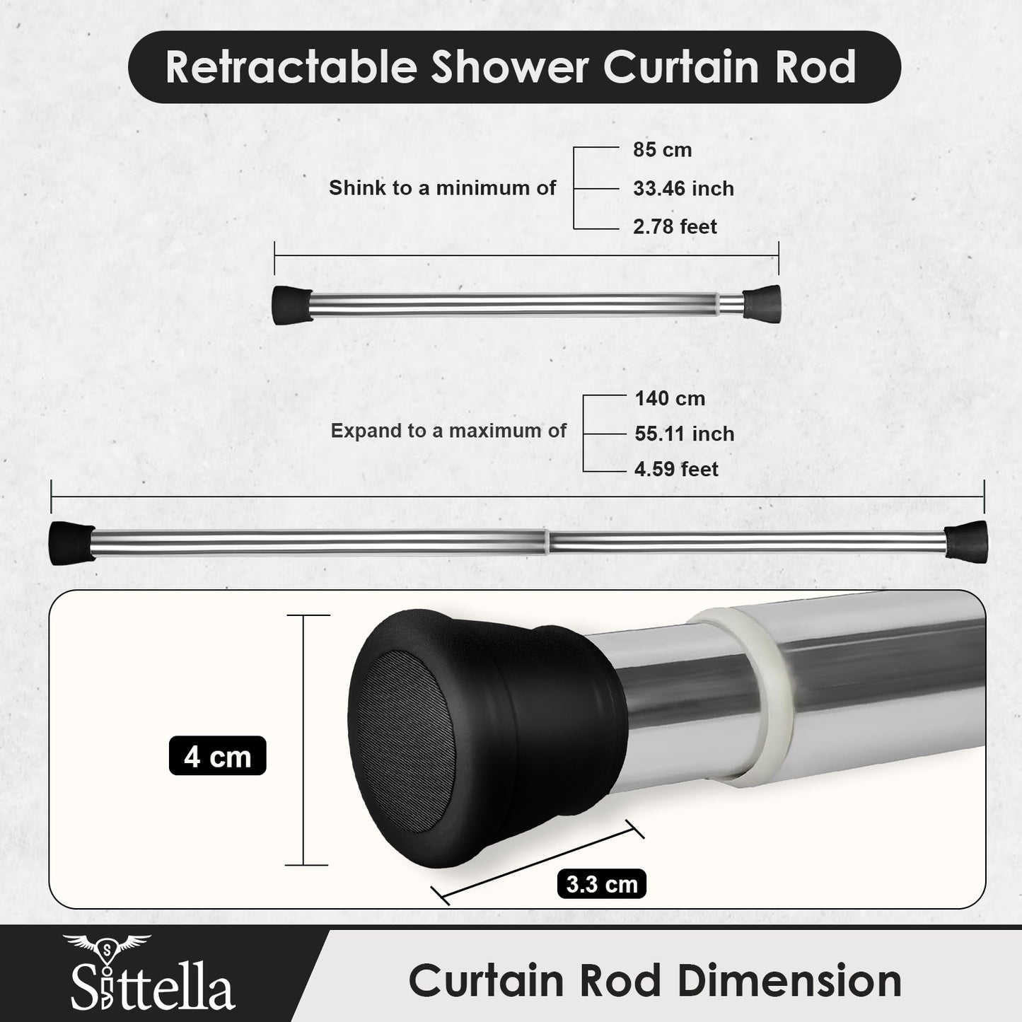 Extendable Shower Curtain Tension Rod Non-Drilling Anti-Skid Spring Pull Rod